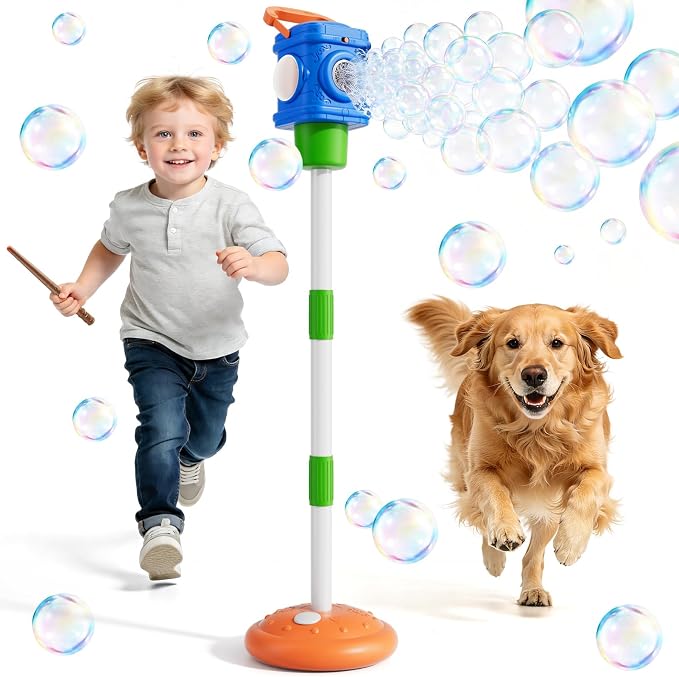 Bubble Machine for Kids, Remote Control Street Lamp Bubble Machine with Lights, Automatic Standing Bubble Tower, Outdoor Bubble Torch Toys for Wedding Summer Bubble Maker for Kids Ages 3 4 5 6 7 8 9