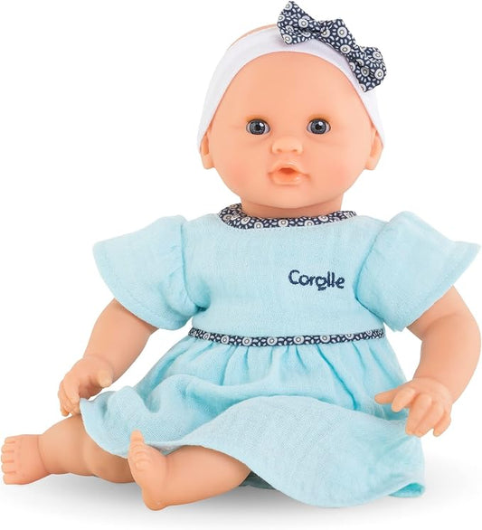 Corolle Bébé Calin Maud - 12" Soft Girl Baby Doll with Vanilla Scent, Blue Outfit & Sleeping Eyes for Girls Ages 18 Months+, Cute Reborn Realistic Baby Dolls for 2 Year Old Girls