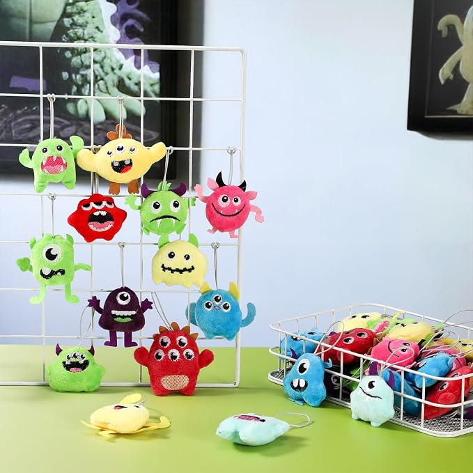 Libima 90 Pcs Mini Plush Keychain Small Stuffed Devil Bulk Cute Mini Stuffed Animals Keychains Set for Carnival Birthday Party Favor Back to School Gift