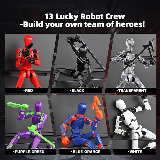 13 Action Figure Set, 6PCS T-Robot 13 Action Figure Titan 13 3D Printed Toys Articulated, for Modeling Enthusiasts Etc Birthday Gifts & Children's Day Gift for Kids 5-8 Years Old（Assembly Required）