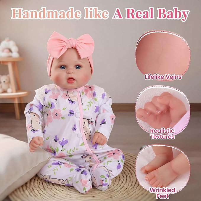 BABESIDE Lifelike Reborn Baby Dolls Dara - 20 Inch Realistic-Newborn Baby Doll Girl Handmade Real Life Baby Dolls with Clothes and Toy Accessories Gift for Kids Age 3+