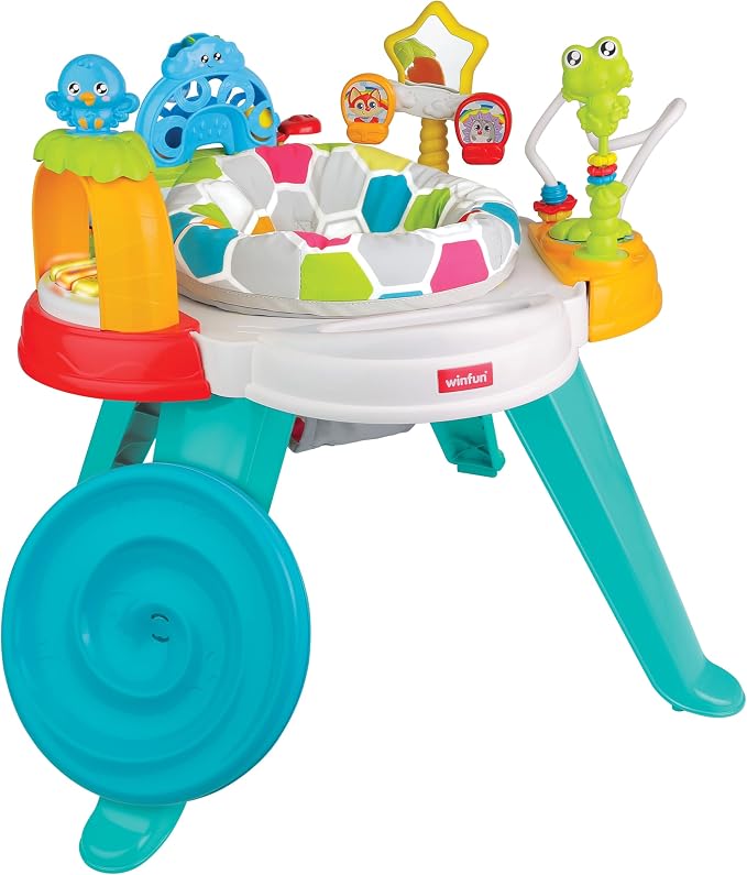 winfun Baby Move 3-in-1 Activity Center with Adjustable Height Includes Ball Popper, Spinning Ferris Wheel & More Converts from Sitting to Spinning to Toddler Play Table, Ages 6 to 36 Months