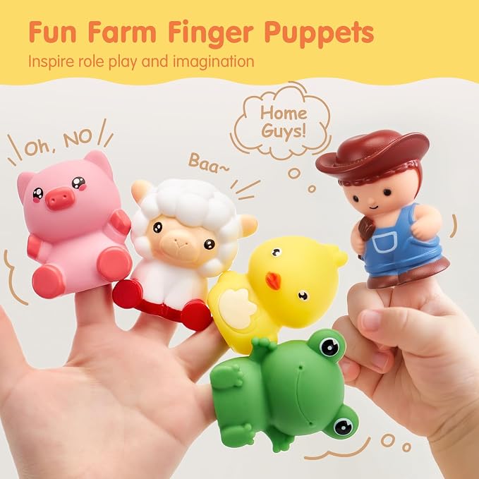 hahaland Toddler Learning Toys for 2 3 Year Old-Counting Matching & Sorting Activity Montessori Train Set with Farm Animals Finger Puppets Keys to Lock and Unlock Barn Birthday Easter Basket Stuffers