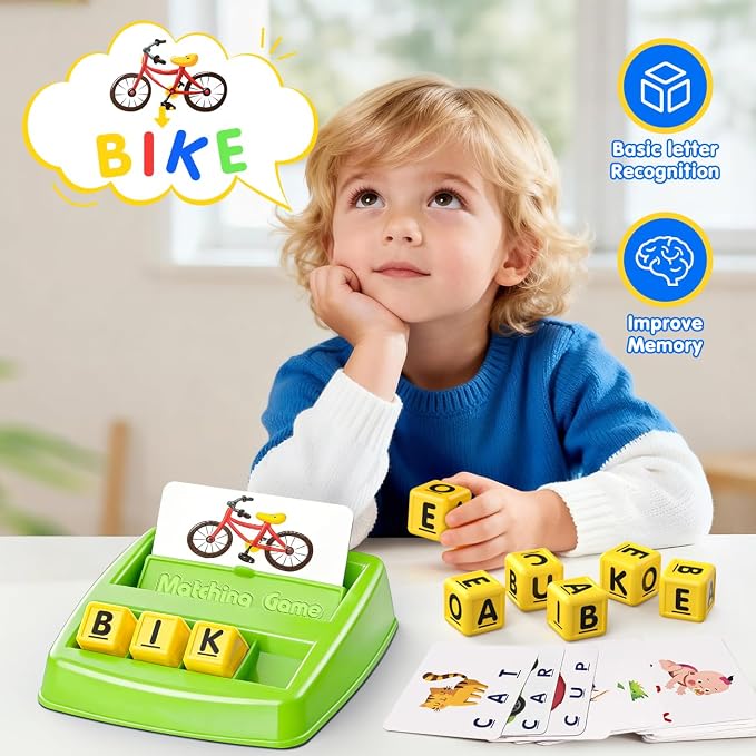 Matching Letter Game for 3 4 5 Year Old Girls Gifts, ABC Learning Toys for Kids Age 3-5, Educational Spelling Games Toys for Toddler Age 4-8, Preschool Birthday Gifts for 2 3 4 5 Year Old Boys Girls