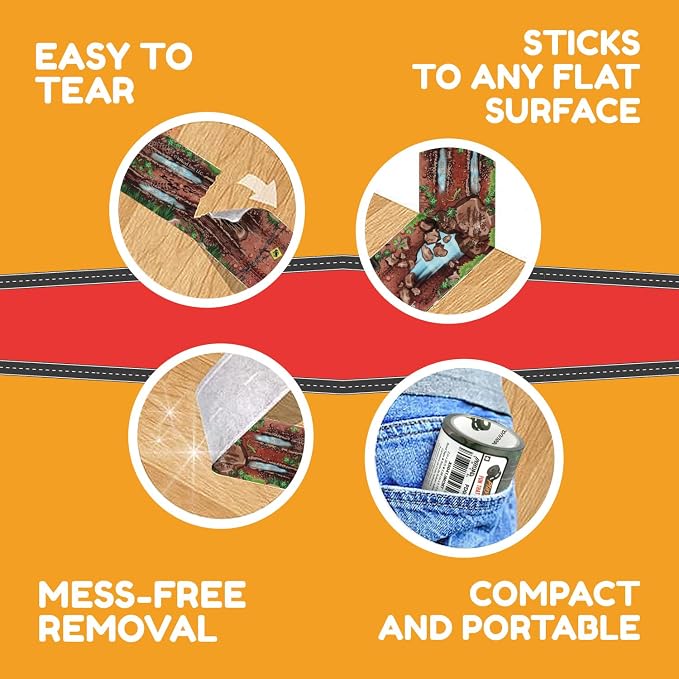 PlayTape Dirt Road Tape for Toy Cars - Sticks to Flat Surfaces, No Residue, 2-Pack of 2 in. x 30 ft. Roll