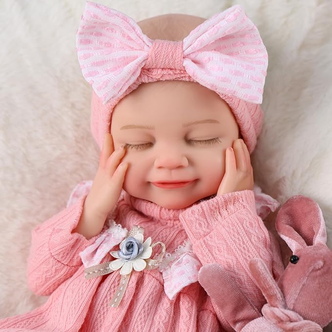 BABESIDE Silicone Baby Doll - 16" (Weight 4.9 Lb) Reborn Baby Dolls Silicone Full Body Anatomically Correct Weighted Bebe Reborn de silicona with Feeding Kit & Gift Box for Kids Age 3+