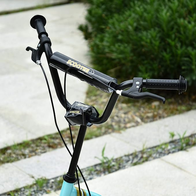 Aosom Kick Scooter with Dual Caliper Brakes, Big Wheels Kick Scooter for Ages 5+, 12-Inch Inflatable Front Wheel, Max Load 220lbs