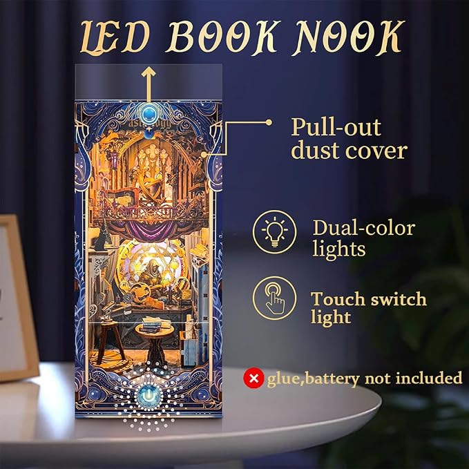 3D Puzzles Book Nook Kit, DIY Miniature Book Nook Kit Creative Decorative with LED Lights Bookend Bookshelf Insert for Adults Teens-Star Map Secrets(SQ -35)