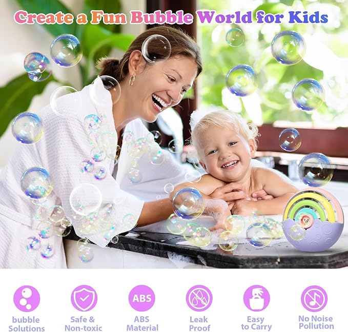 Astronaut Soap Bubble Machine Fireworks Bubble Machine for Kids 20000+ Bubble per Min/Lights/DIY Stickers/240ml Solution Automatic Bubble Machine Toy for Kids Summer Outdoor Party Wedding (2022 P)