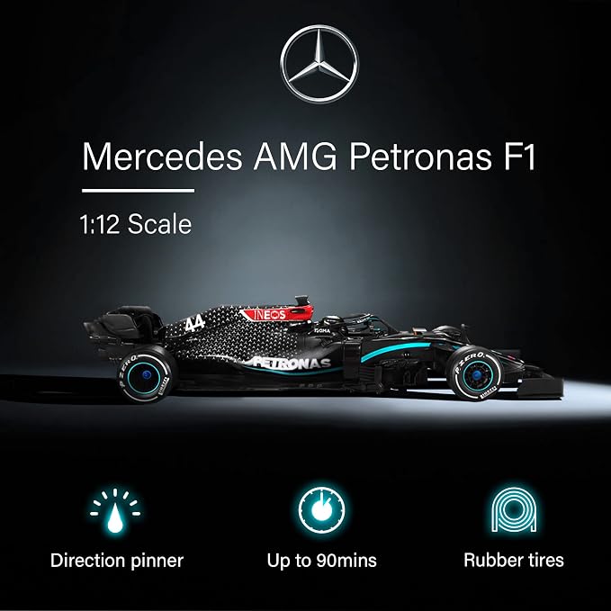 Voltz Toys Authentic Licensed 1:12 Mercedes-Benz F1 W11 Remote Control Vehicle - RC for Kids and Adults - 2.4GHz RC for Gift (1:12 Mercedes-Benz F1 W11)