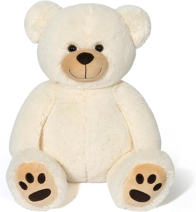 LotFancy Teddy Bear Stuffed Animals, 20 inch Soft Cuddly Cute Plushies, Plush Toys with Footprint Design, Stuffed Animals for Girls Kids Baby Toddlers, Baby Shower Easter Birthday Gift Decor, Beige