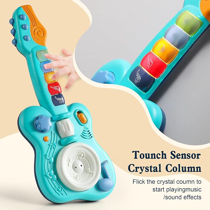 Children's Guitar Piano Learning Toy, 4-in-1 Educational Gift, with Touch Strings, Suitable for Children of 18 Months, Suitable for Boys and Girls