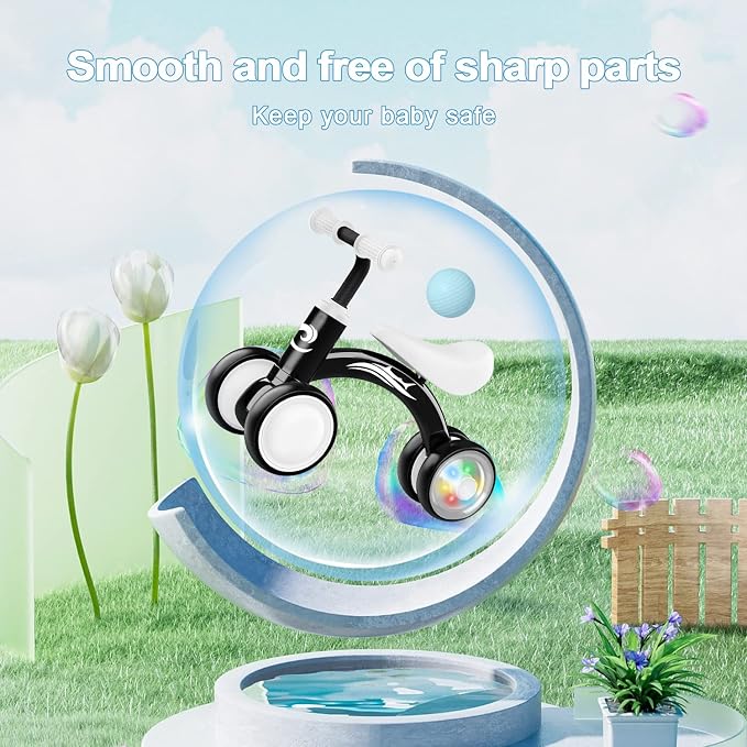 Gamfeiny Colorful Lighting Baby Balance Bike Toys for 1 Year Old Boy Girl Gifts, 10-36 Month Toddler Balance Bike, No Pedal 4 Silence Wheels & Soft Seat First Riding on Toys, 1st Birthday Gifts