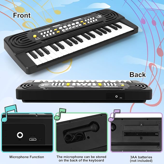 Toddler Kid Toy Piano Keyboard, 37 Keys Pianos Music Toys with Microphone