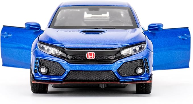 1:32 Scale Civic Type R Model Car，Toy Vehicle with Sound & Light, Pull Back Function & Openable Doors - Premium Diecast Collectible with Realistic Details Blue