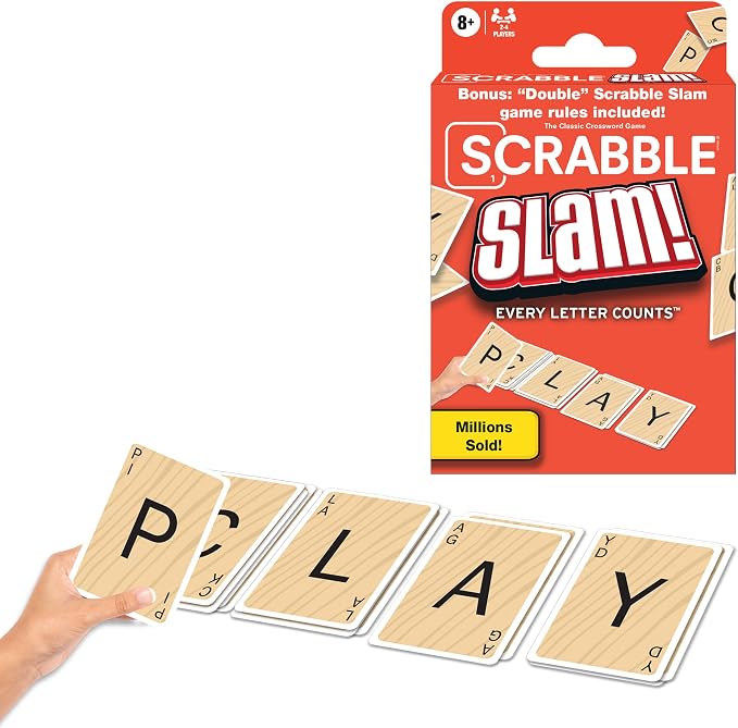 Winning Moves Scrabble Slam, Fast Paced Card Game of Scrabble Games USA | The Original 2000's Mega Hit, Fast-Paced Card Game Version of Scrabble