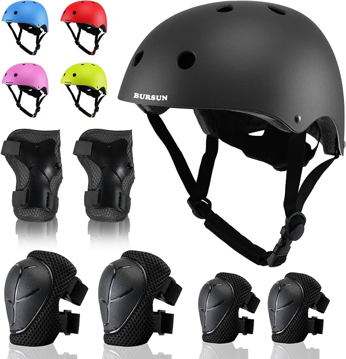 Kids Bike Helmet Adjustable Toddler Bike Helmets for Kids 2-5-8/8-14 Years with Knee Elbow Wrist Pads for GirlsBoys Youth Skateboard Bicycle Helmet for Scooter Roller Skating Balance Bike