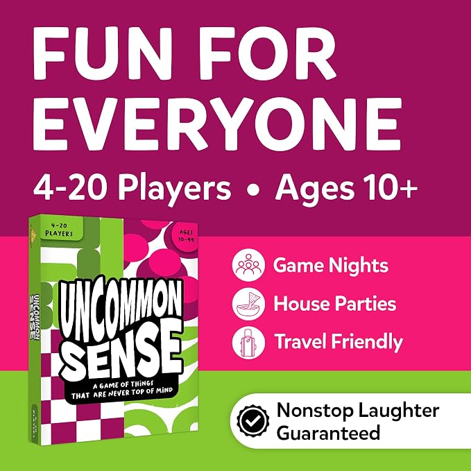Gouda Games Uncommon Sense – Hilarious Family Guessing Game for Big Groups, Quick-Thinking Word Party Game for Adults and Teens, Perfect for Game Nights, Gift for Ages 10, 11, 12 and Up, 4-20 Players