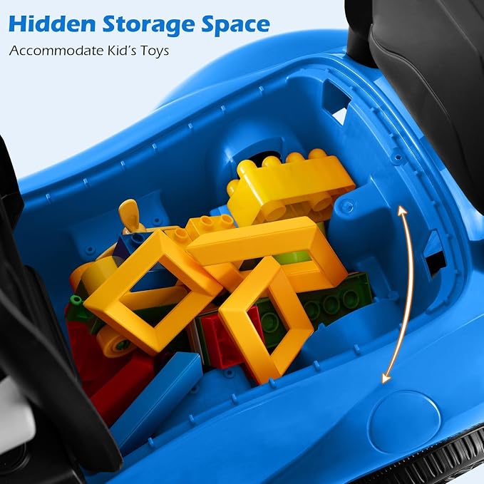 Licensed Toyota Ride on Push Car for Toddlers by INFANS, 3 in 1 Walking Sliding Toy with Removable Guardrails and Handle, Music, Under Seat Storage for Kid (Blue)