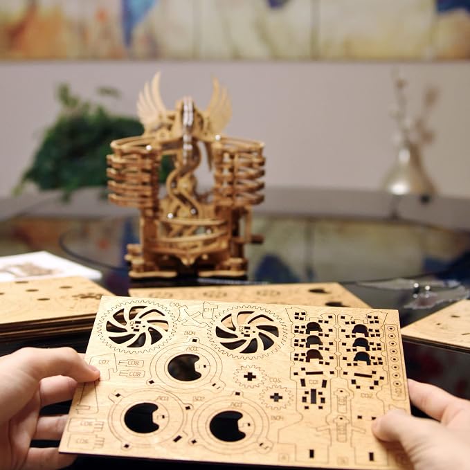 iDventure Wooden Marble Run Dragon | 3D Mechanical Wooden Model Kit | Hand-Cranked Marble Track with 15 Steel Balls | Unique DIY Gift for Adults & Teens