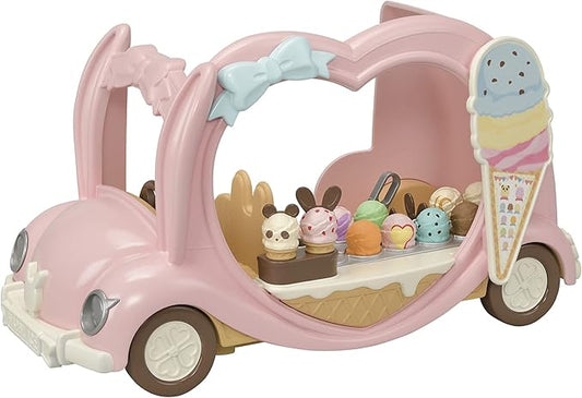 Calico Critters - Ice Cream Van - Calico Land Amusement Series – Kids Pretend Play Toy, Miniature Vehicle & Accessories Set, Ages 3+