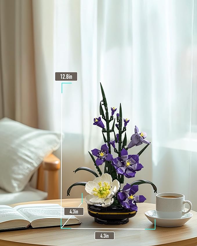 Nifeliz Gladiolus Flower Building Set, Botanical Flower Model Toy for Adults, Home and Office Table Décor, Nature-Inspired Gift for Plant Lovers (478 PCS, NF10332)