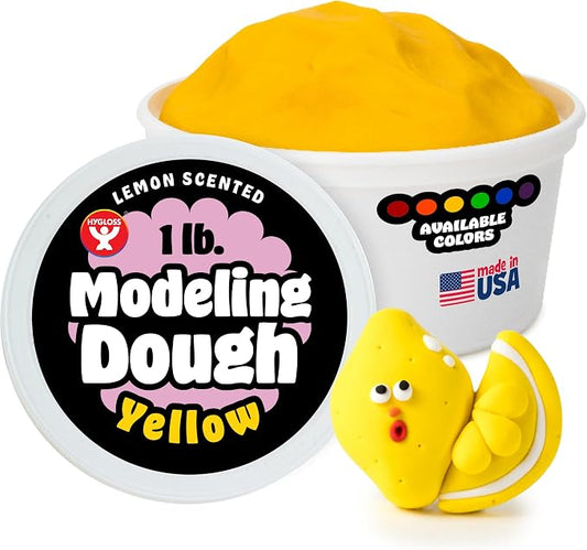 Hygloss Play Modeling Dough for Kids – Safe & Non-Toxic Sensory Dough for Arts and Crafts – 1 lb Tub – Play Clay for Toddler Activities, Preschool Classroom Must-Haves – Yellow Color, Scented