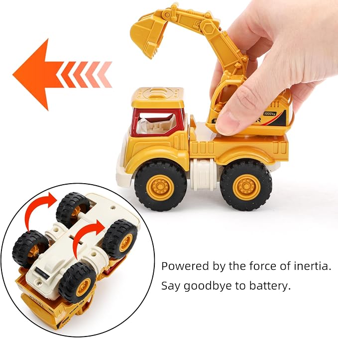8 Pieces Construction Car Decor, Construction Vehicles, Truck, Excavator, Bulldozer, Mixer, Crane for Sandbox