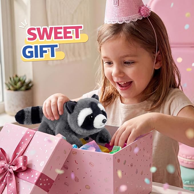 PEACH CAT Raccoon Stuffed Animal Cute Plushies Small Plush Toys Birthday Gifts for Girls Boys Kids