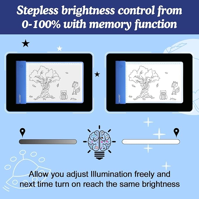 IMAGE Light Up Tracing Pad for Kids Drawing Tablet Board Children Portable Art Christmas Gift for Boys Girls Ages 6+ (Includes 10 Traceable Sheets and Two Clips), Durable & Fun Creative Toy(Blue)
