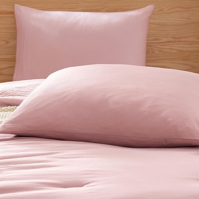 WRENSONGE Twin Comforter Set- 5 Pieces Soft Pink Twin Bed in a Bag, All Season Twin XL Bedding Sets with 1 Fitted Sheet, 1 Flat Sheet, 1 Pillow Sham and 1 Pillowcase