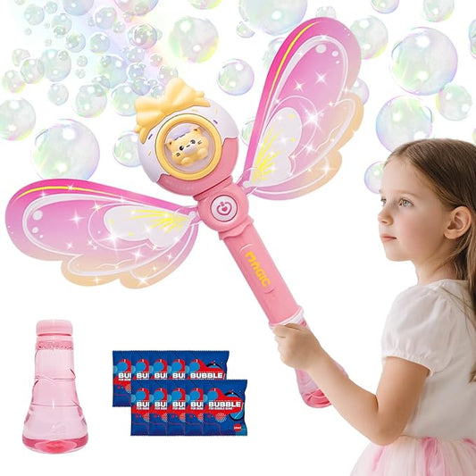 Princess Bubble Wands for Kids Girls - Bubble Machine LED Light Automatic Bubble Toys, Girl Stuff Outdoor Party Toys for Toddlers, Birthday Gift for 3 4 5 6 7 8 Year Old Girls