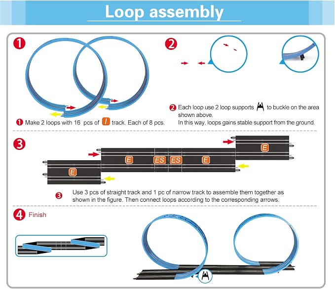 AGM MASTECH Extension Set #4-26 Piece Track(16 Loop Tracks, 4 Straight Tracks, and More) Expansion Accessory Pack - for Use with 1: 64 Scale AGM MASETCH Slot Car Race Track Systems, MR-P04
