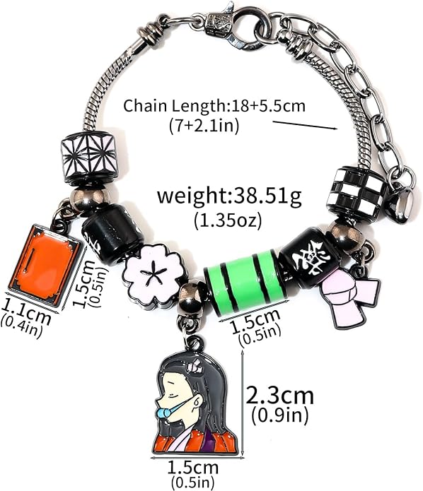 SONGCHANGJEWELRY Anime Figure Tanjiro Charm Bracelet - Tanjiro Nezuko Zenitsu Inosuke Figure Bracelet - Gifts