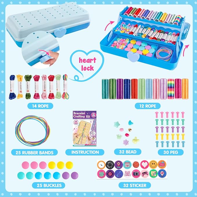 TingingYuli Friendship Bracelet Making Kit for Girls Ages 8-12, DIY String Bracelet Maker with 3-Layer Storage Box, Jewelry Making Kit Arts and Crafts Toy Gift for Kids Ages 6-12