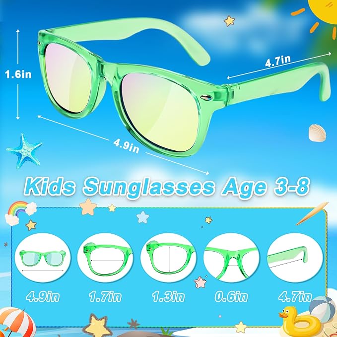 AILEHO Kids Sunglasses Bulk Party Favors - 24 Packs Boys Girls Sunglasses for Kids Age 3-8 with UV 400 Protection, Neon Sunglasses for Kids Party