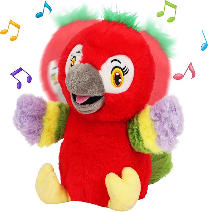 Talking Parrot Repeat What You Say Musical Stuffed Animal Shaking Singing Plush Toy Electric Interactive Animated Plushies for Kids Girls Boys Birthday