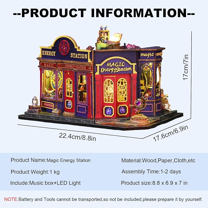 CUTEROOM Miniature House Kits for Adults, Mini Doll House Building Kit, DIY Craft Kits Creative Room Tiny House for Decoration-Energy Station