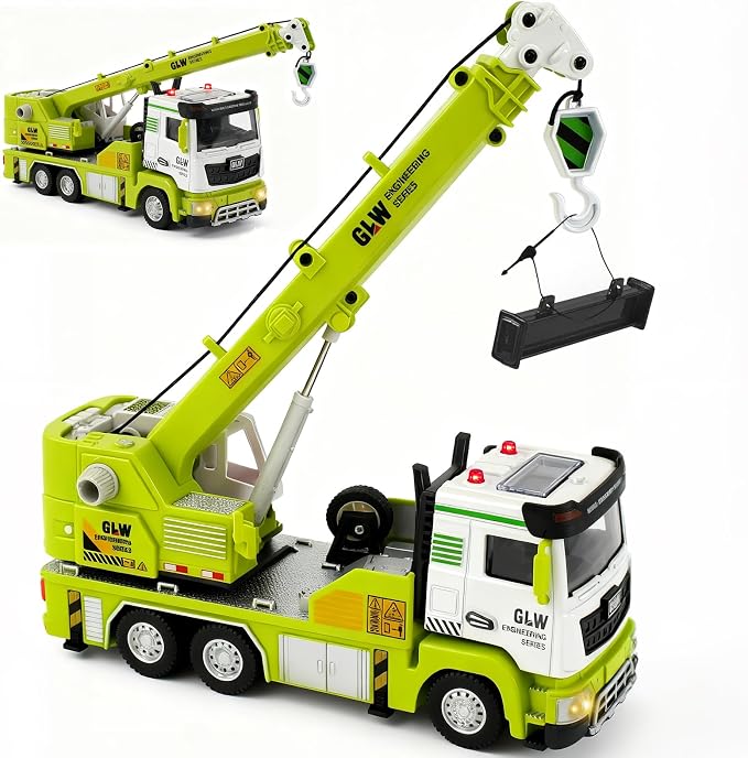 Crane Truck Toy for Boys-1:40 Simulation Model, Educational Construction Toys with Realistic Lights & Sounds, Perfect Christmas Birthday Gifts for Kid Ages 3 4 5 6 7 8 Years Old (Crane Truck)