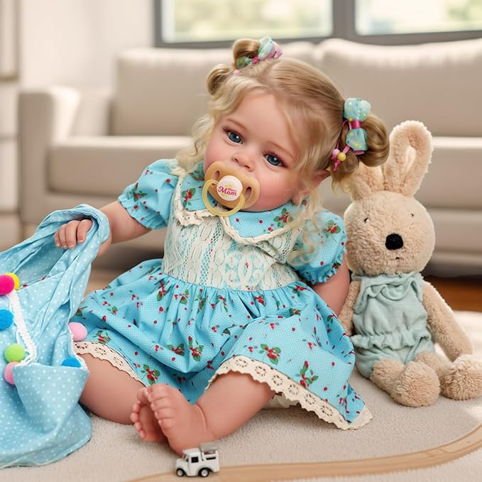 JIZHI Lifelike Reborn Baby Dolls - 18 Inch Realistic-Newborn Baby Dolls Vinyl Full Body Blond Girl Handmade Real Life Baby Dolls with Clothes for Kids Age 3+