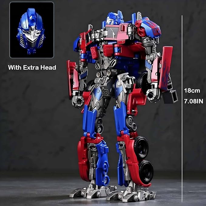 QCCX Car Robot Toys, Deformation Toy Cars, Action Figure with Two Extra Interchangeable Head - Part of Alloy