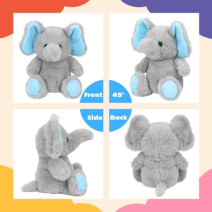 Talking Elephant Repeat What You Say Musical Stuffed Animal Shaking Singing Plush Toy Electric Interactive Animated Plushies Gifts for Kids Girls Boys