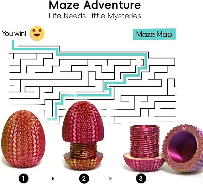 Money Puzzle Box for Cash Gift Card Holder - Reusable Secret Safe with 4 Unique Maze Egg Designs, 3D Printed Brain Teaser Game for Teens Adults, Easter Birthday Christmas Stocking Stuffer