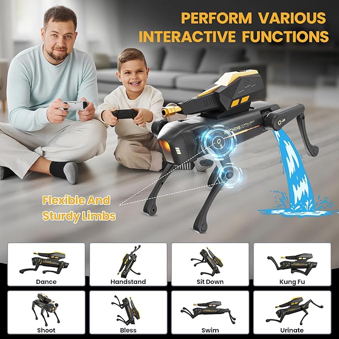 cxjoigxi Smart Robot Dog Toy, Interactive STEM Robotic Pet with Blaster, Voice & Remote Control, App Programming, 30+ Actions, Bionic Walking, RC Dog Birthday Gifts for Kids Boys Girls Age 6+