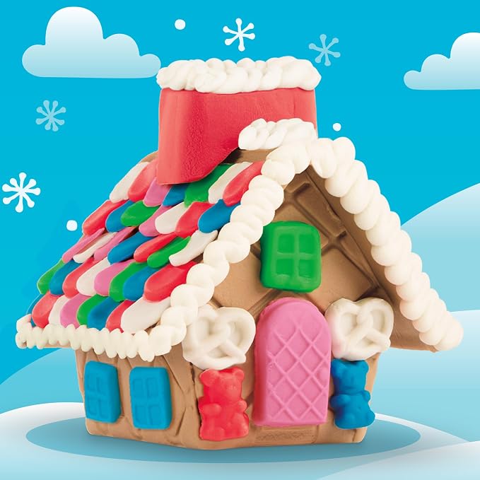 Play-Doh Builder Mini Gingerbread House, Arts & Crafts Toy Building Kit, Multi-Season Set with 8 Play-Doh Cans for Kids Ages 5+ (Amazon Exclusive)