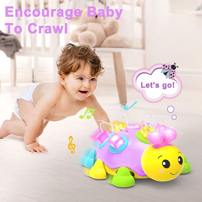 Holaxander Musical Ladybug Baby Toys 6-12 Months, Infant Early Educational Learning Toy for 1+ Year Old Girl, First Birthday Gift Toys for 7 8 9 10 11 Months Newborn Girls (Purple)