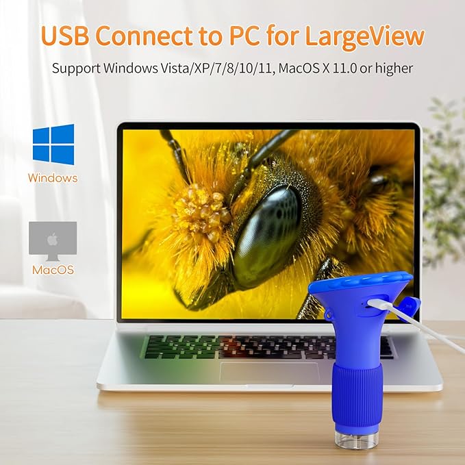 Microscope for Kids, SKYBASIC 2" IPS Screen 1000X Handheld Digital Microscopes HD Pocket Portable Mini USB Microscope Camera, PC Compatible, Science Edu Fun Birthday Gifts Toys for Children Students