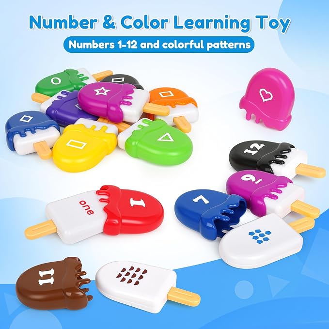 USATDD Numbers Learning Toys Number Popsicles Matching Toy Learning Numbers & Patterns Preschool Learning Activities Montessori Toys for Kids