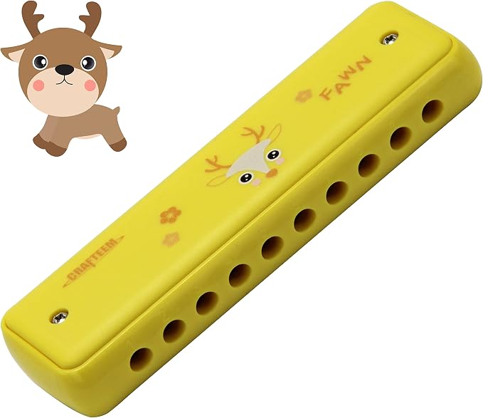 Crafteem Colored Harmonica for Kids and Beginners - Easy-to-Learn Key of C Instrument - Portable and Lightweight.