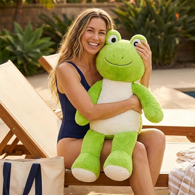 WEIGEDU Dressable Stuffed Animal Fits 3-6M Toddler Clothes, 24.8" Large Plush Toy with Long Limbs for Pretend Play, Soft Huggable Companion - Frog